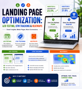 Read more about the article Landing Page Optimization: A/B Testing, UTM Tracking & Heatmaps
